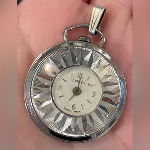 Vintage Lantex Ladies Pocket Watch Necklace Pendant Art Deco MCM